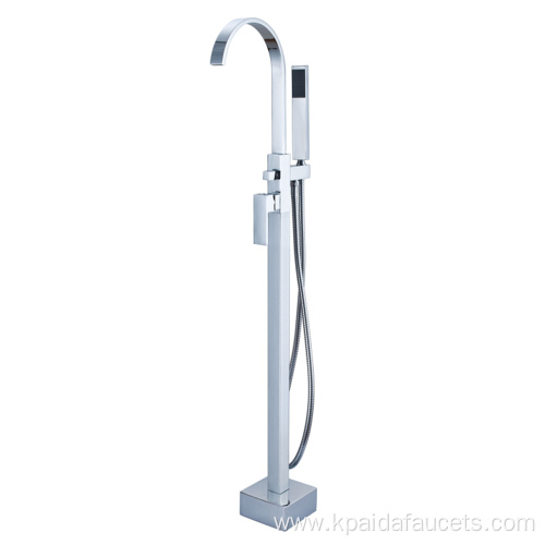 Floor Mounted Tub Shower Faucets with Hand Sprayer Single Handle Free Standing Bathtub Shower Mixer Taps